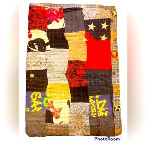 Handmade OOAK laptop cover quilted scrap fabrics t shirts